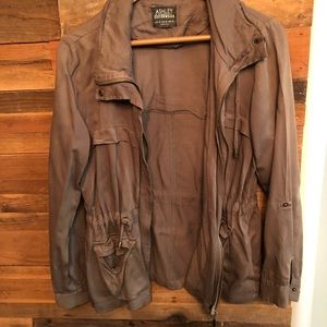 Army green zip up jacket, with adjustable sleeves